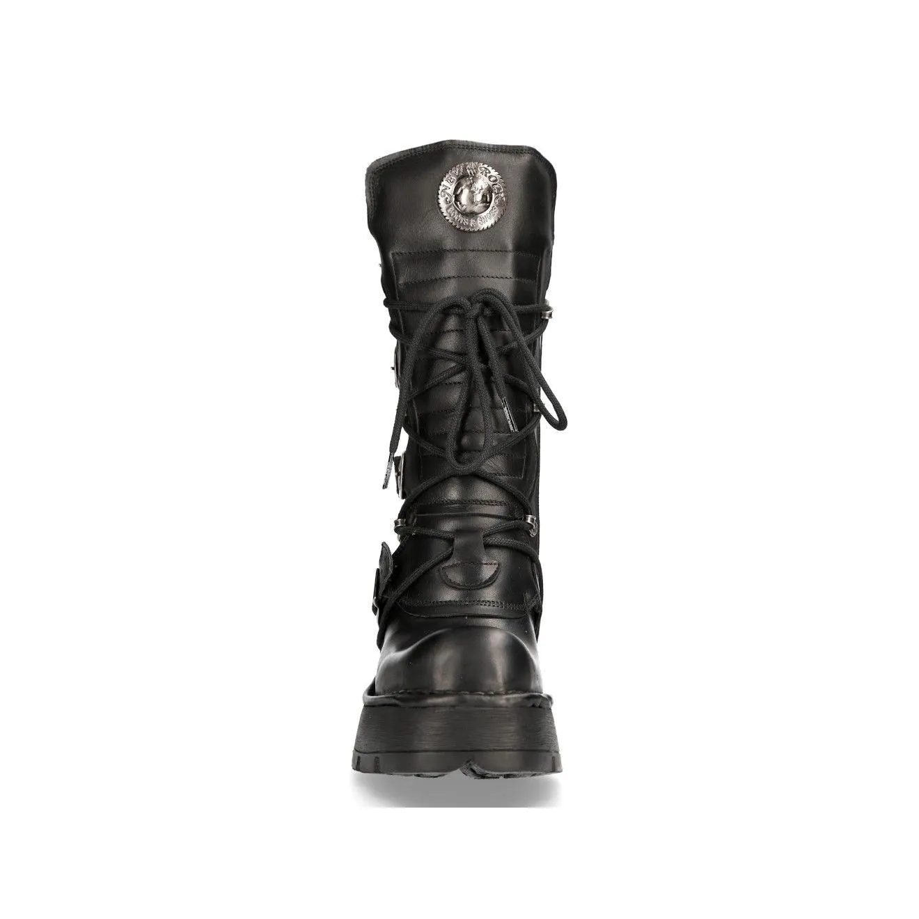 New Rock Women's Leather Gothic Mid-Calf Boots-373-S33