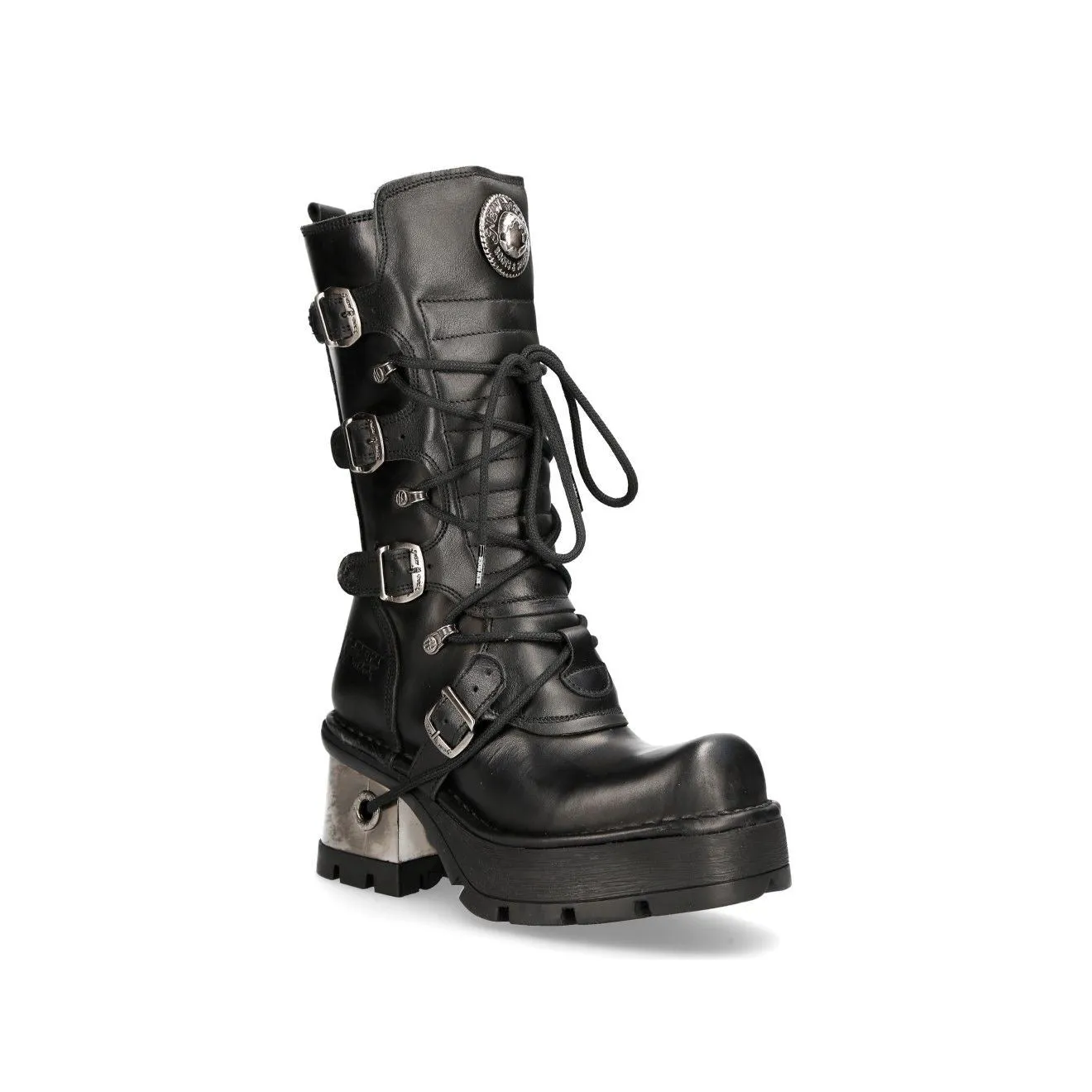 New Rock Women's Leather Gothic Mid-Calf Boots-373-S33