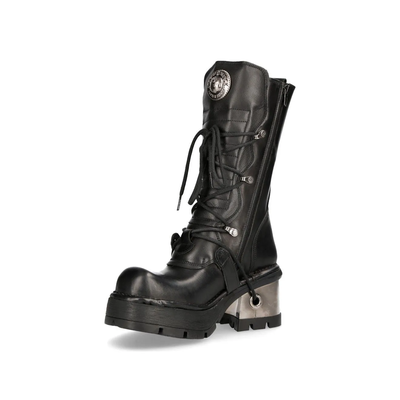 New Rock Women's Leather Gothic Mid-Calf Boots-373-S33