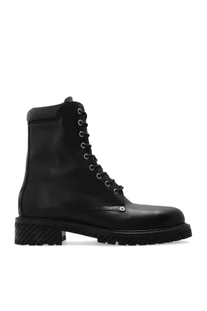 Off-White Leather Combat Boots
