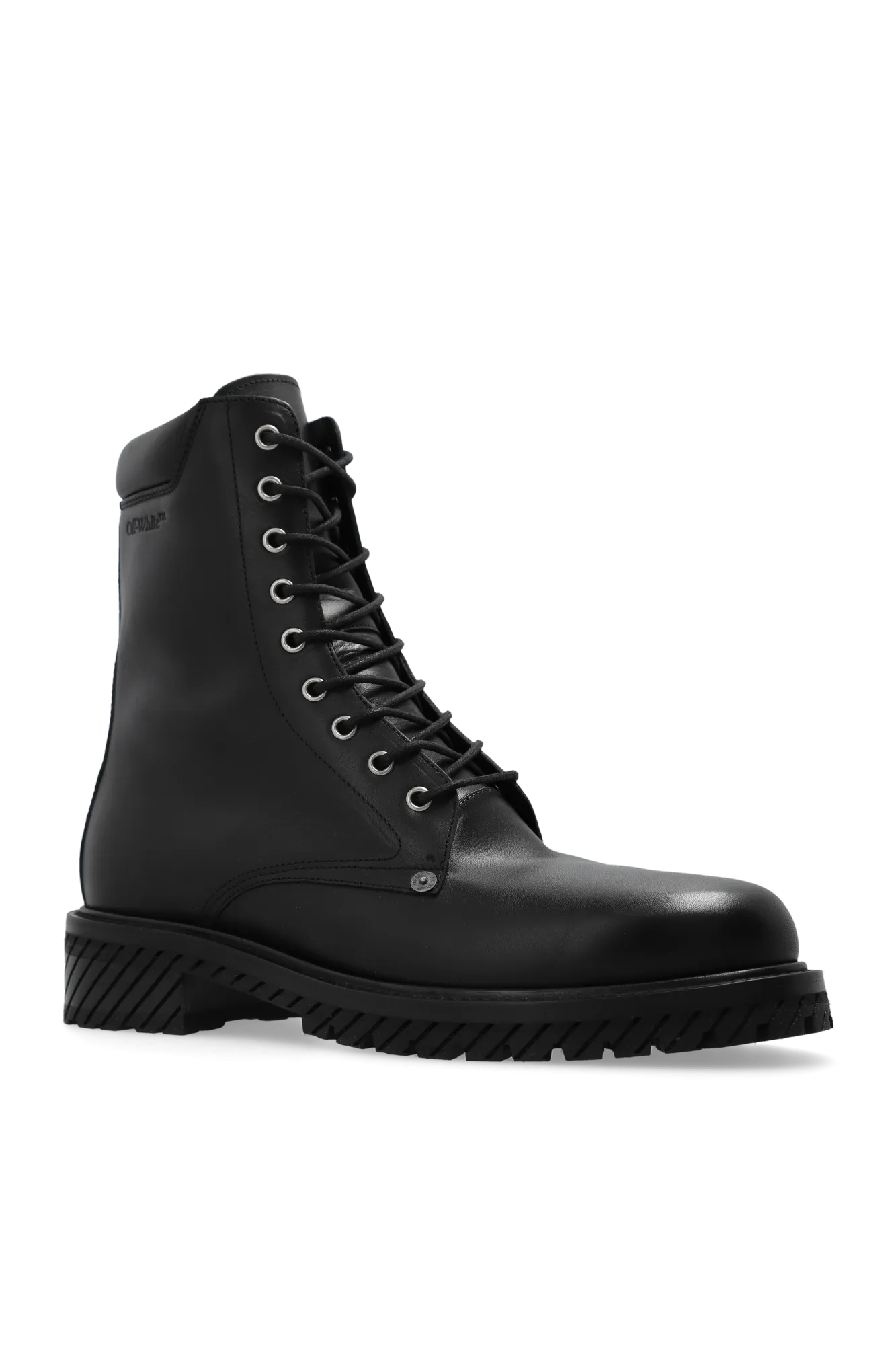 Off-White Leather Combat Boots