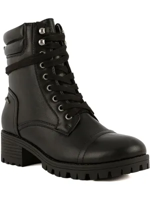 Oraura Womens Lace-Up Almond Toe Combat & Lace-Up Boots