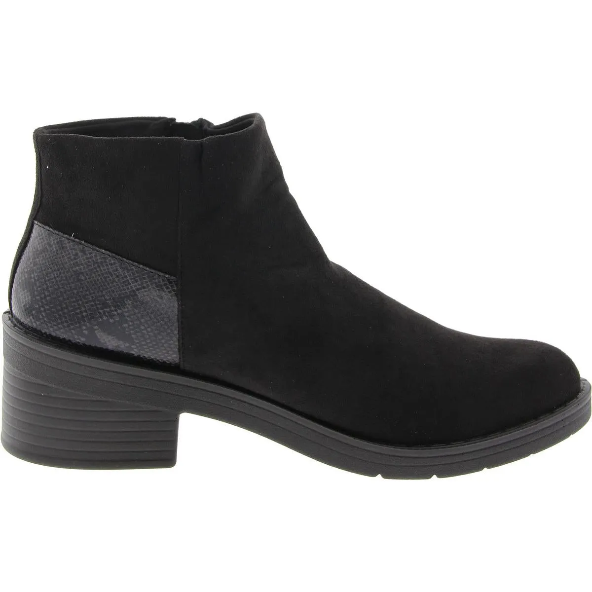 Outgoing Womens Faux Suede Snake Print Ankle Boots
