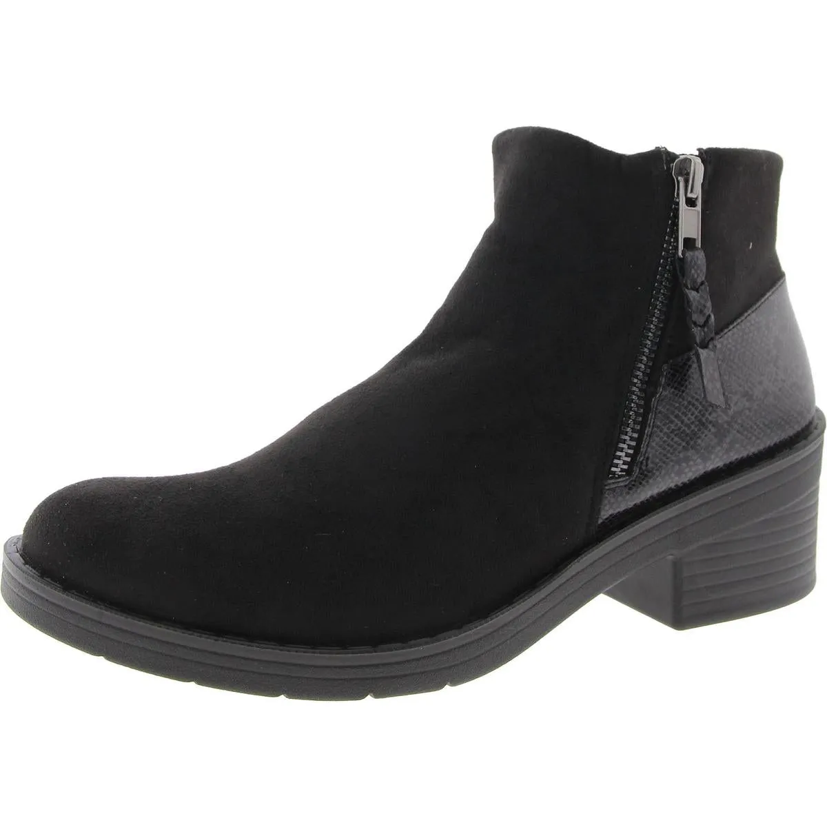 Outgoing Womens Faux Suede Snake Print Ankle Boots