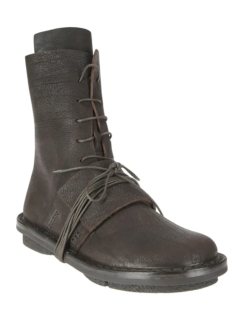 Overlapping Leather Ankle Boot
