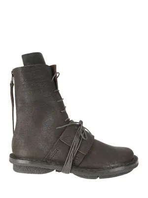 Overlapping Leather Ankle Boot