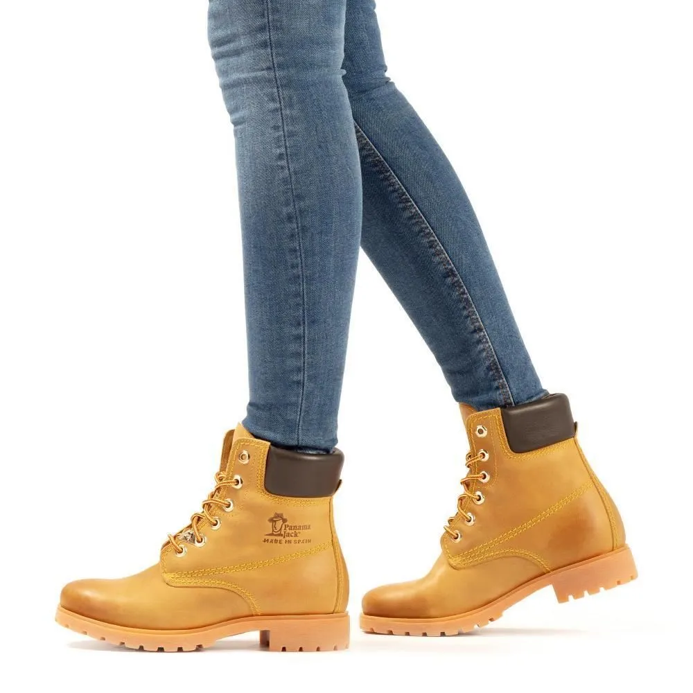 Panama Jack Womens 03 B1 Tan Boots Waterproof Leather Laces Hiking Ankle Chukka