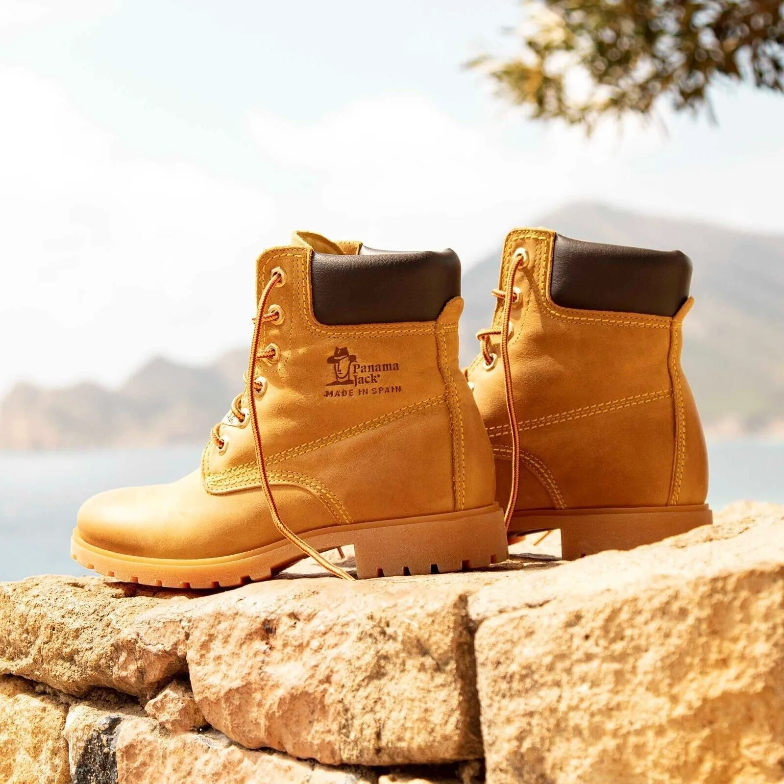 Panama Jack Womens 03 B1 Tan Boots Waterproof Leather Laces Hiking Ankle Chukka
