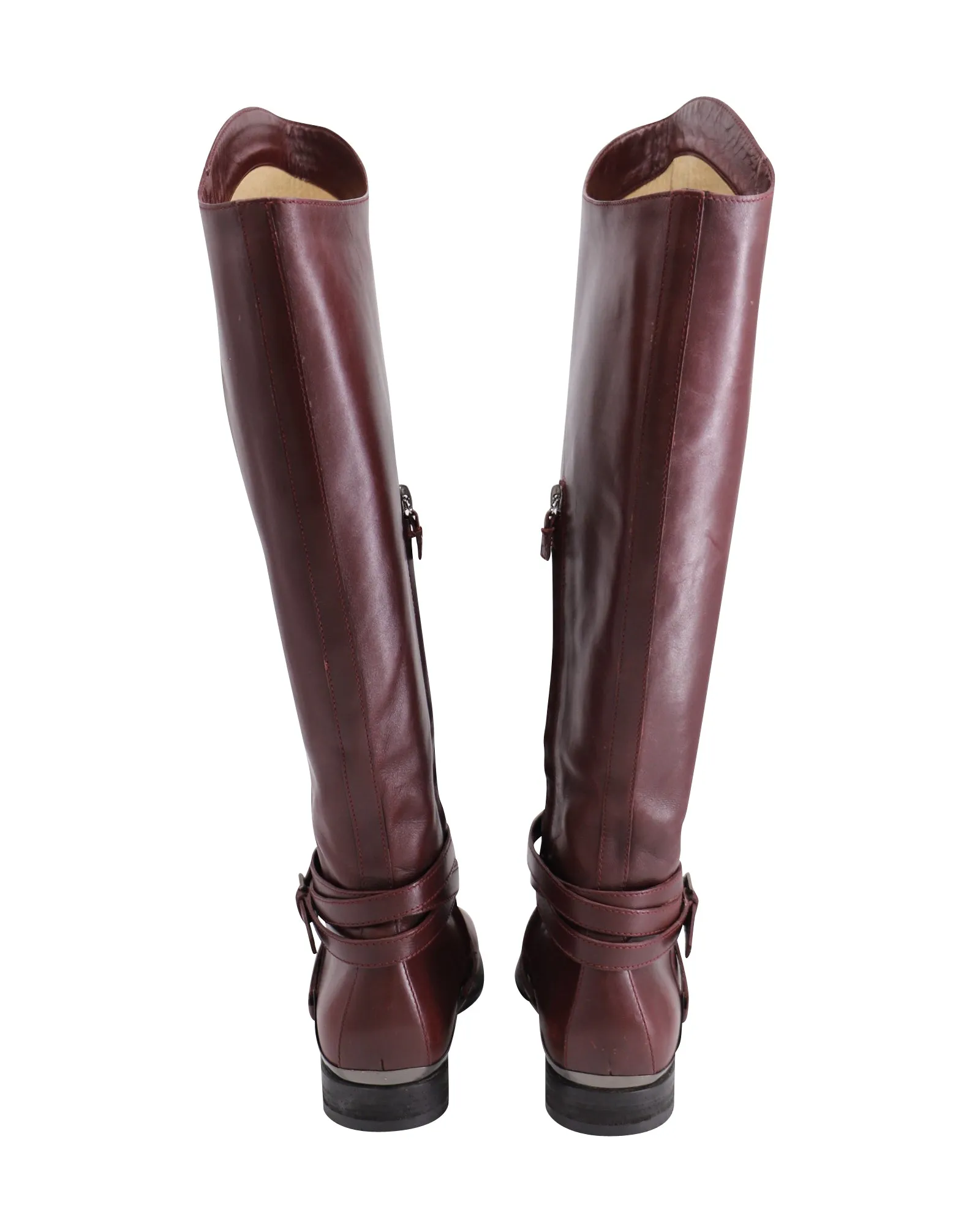 Philosophy Di Lorenzo Serafini Knee-High Flat Boots in Burgundy Leather