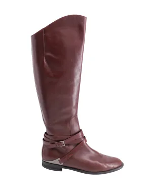 Philosophy Di Lorenzo Serafini Knee-High Flat Boots in Burgundy Leather