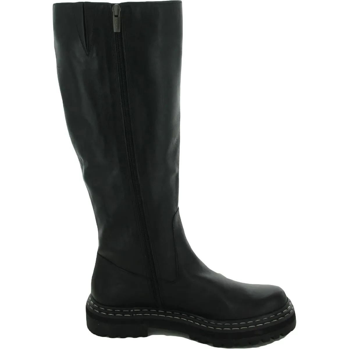 Phrancie Womens Zipper Leather Knee-High Boots