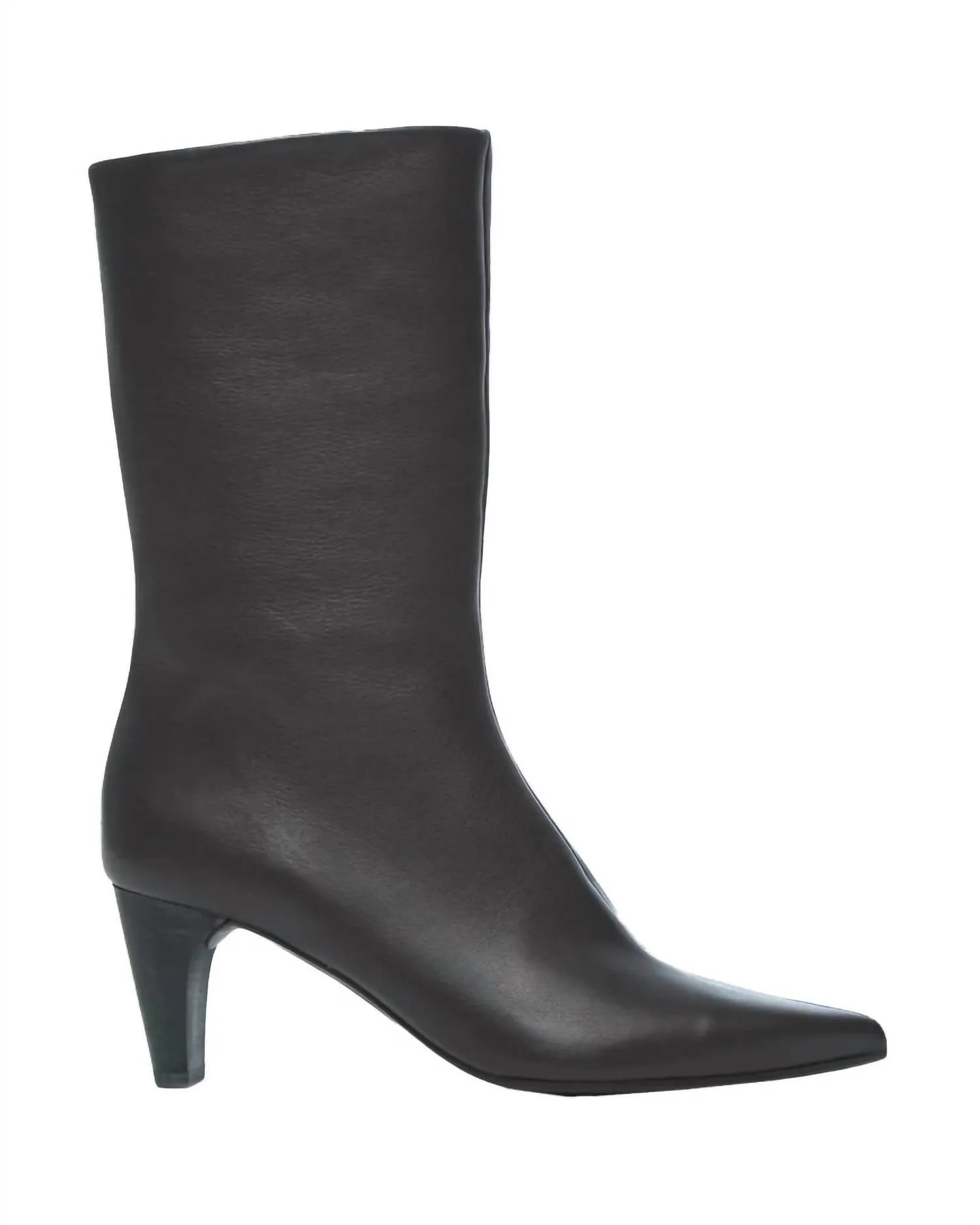 Platinum Mid Wooden Heel Bootie In Savana Black