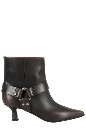 Pointed Toe Ankle Boot With Strap Detail