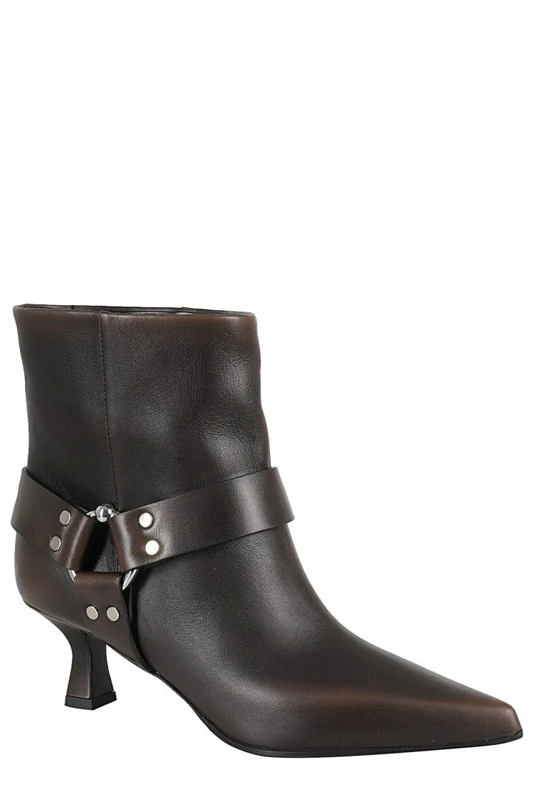 Pointed Toe Ankle Boot With Strap Detail