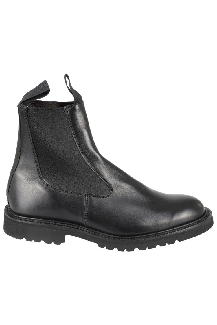 Polished Black Leather Ankle Boot