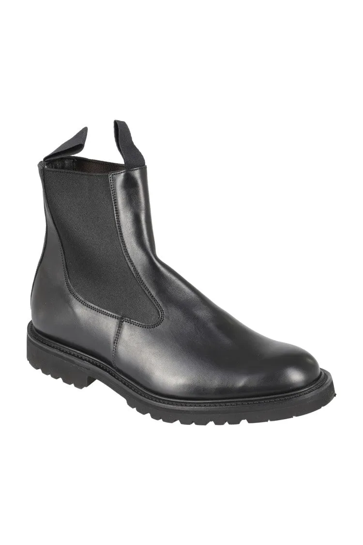 Polished Black Leather Ankle Boot