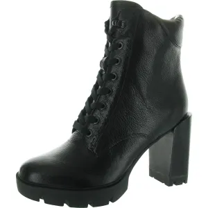 PREWITT Womens Zipper Leather Combat & Lace-Up Boots