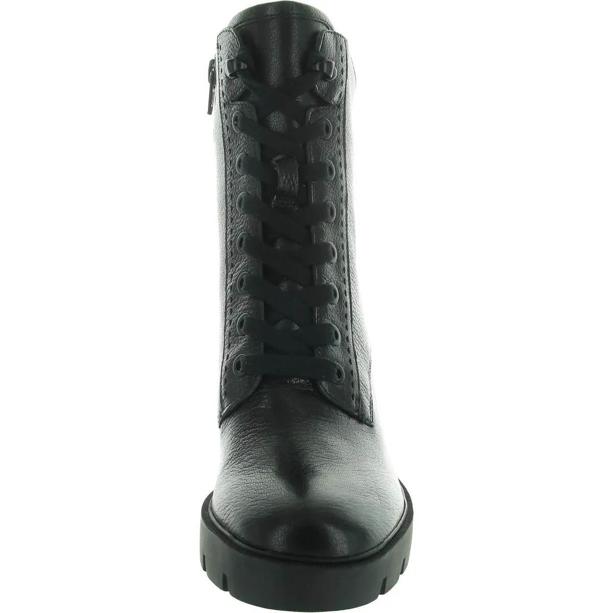 PREWITT Womens Zipper Leather Combat & Lace-Up Boots