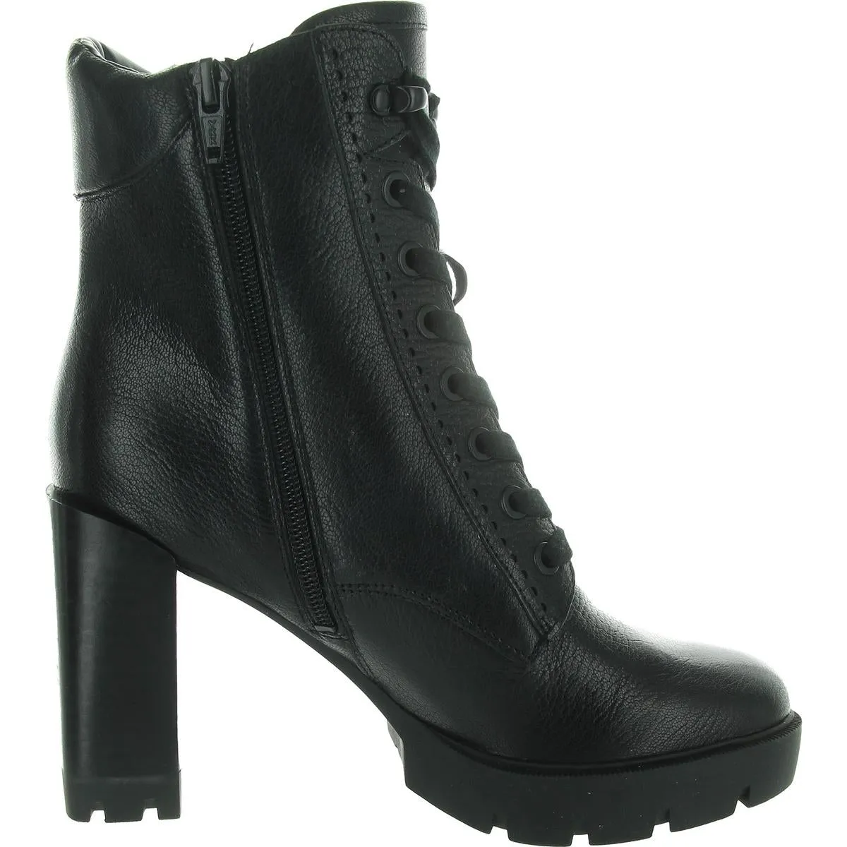 PREWITT Womens Zipper Leather Combat & Lace-Up Boots