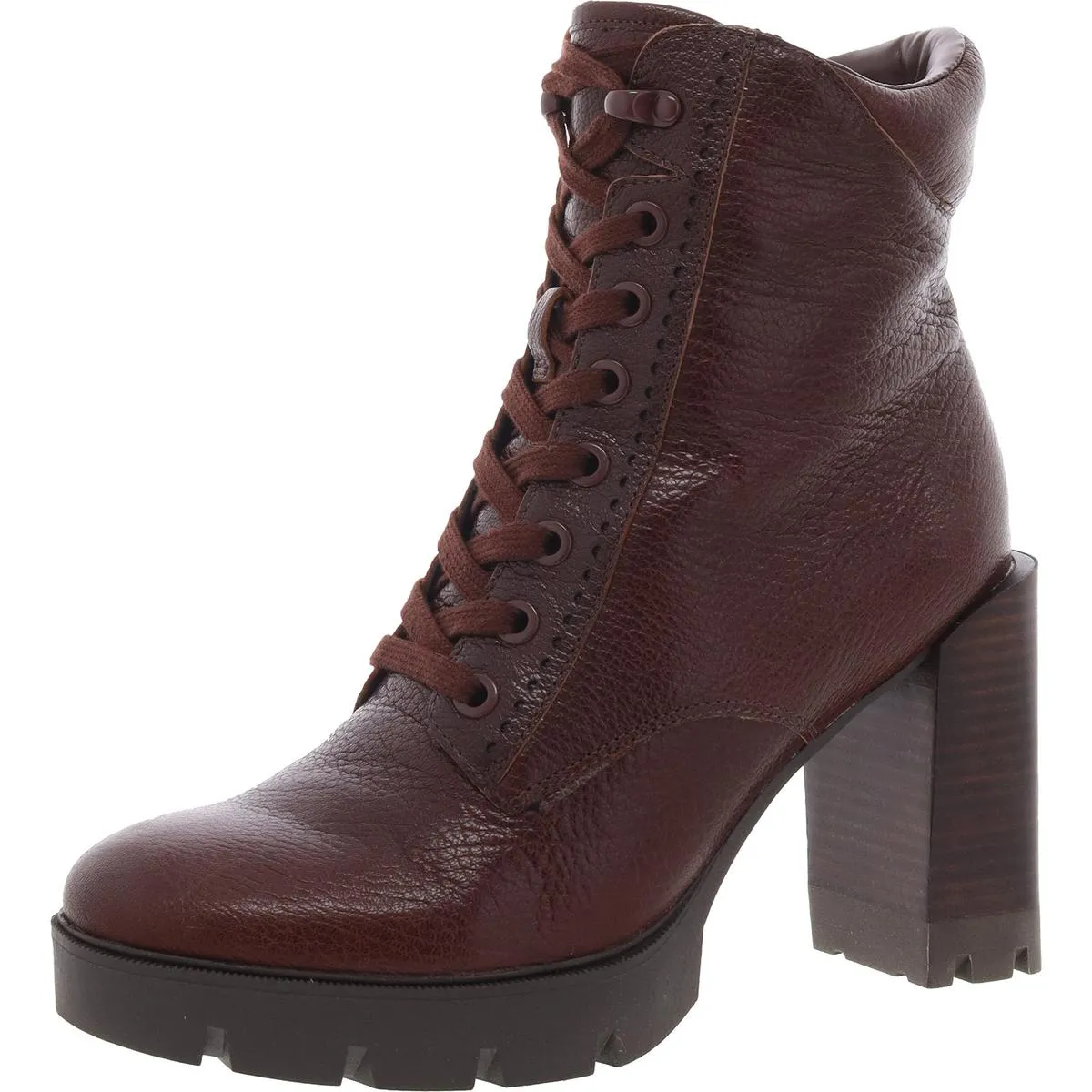 PREWITT Womens Zipper Leather Combat & Lace-Up Boots