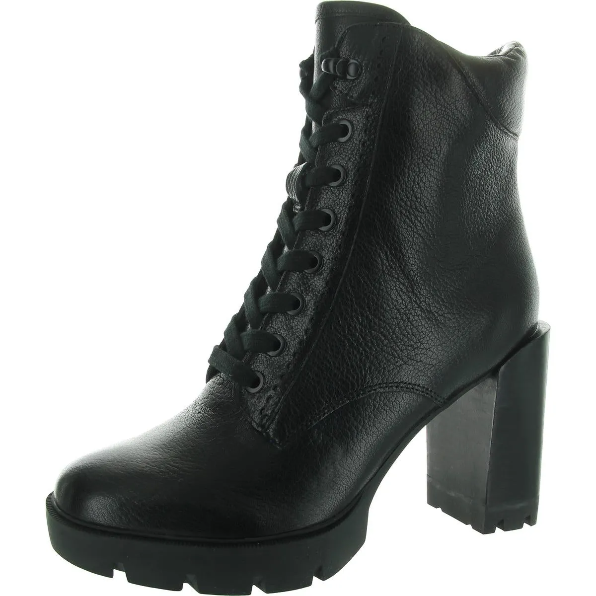 PREWITT Womens Zipper Leather Combat & Lace-Up Boots