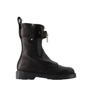 Punk Combat Boots - Leather - Black