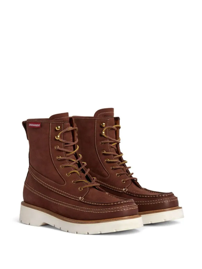 Raised-Seam Leather Boots