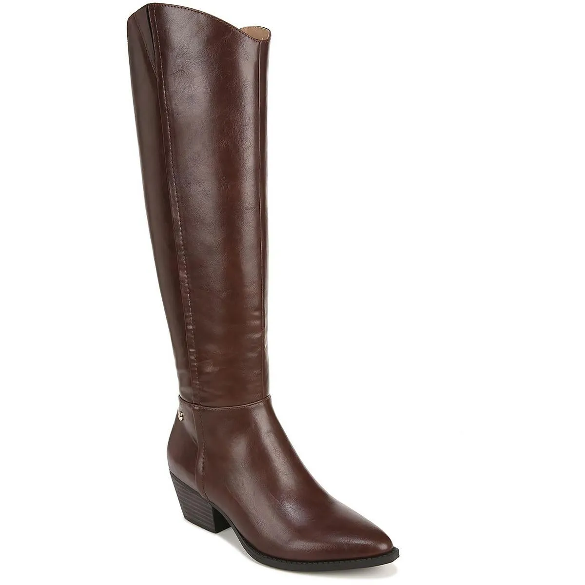 Reese Womens Faux Leather Block Heel Knee-High Boots