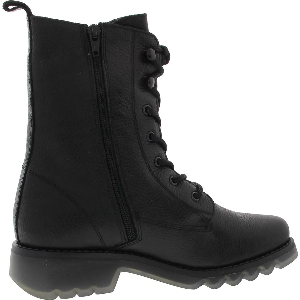Reid Womens Pebbled Leather Combat & Lace-Up Boots
