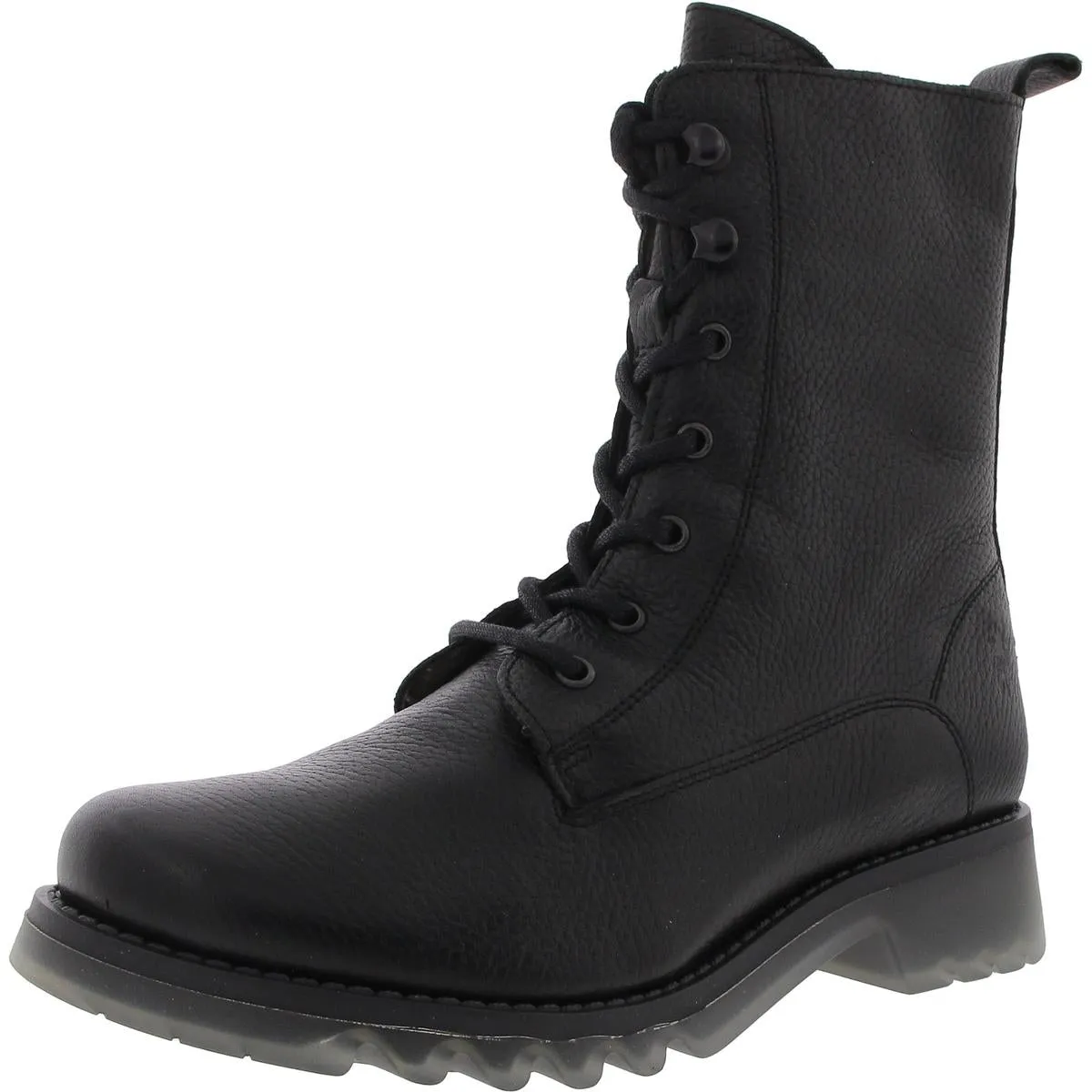 Reid Womens Pebbled Leather Combat & Lace-Up Boots