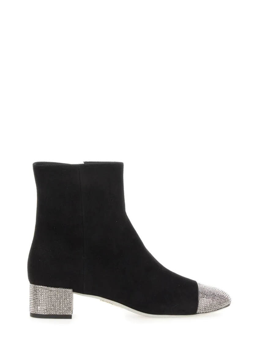 Rhinestone-Embellished Ankle Boots