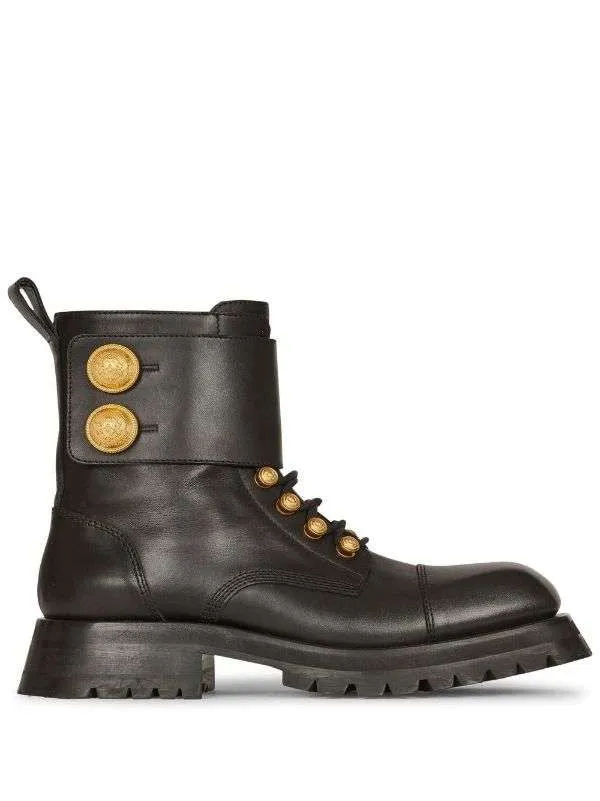 Ridged Leather Ankle Boots
