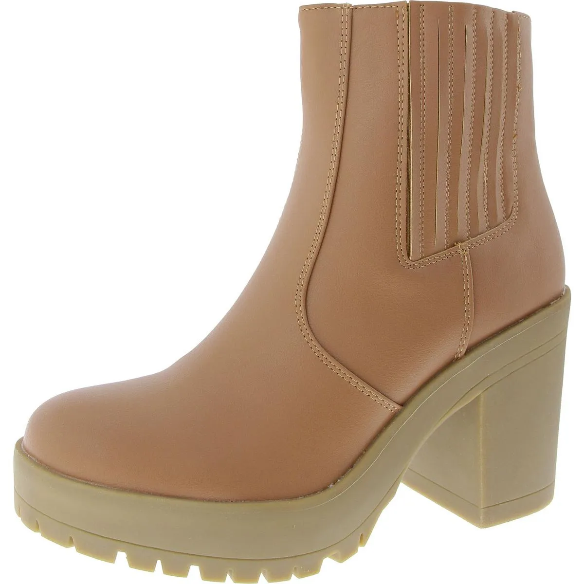 Riplee Womens Faux Leather Block Heel Chelsea Boots
