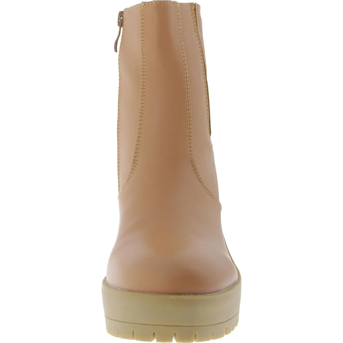 Riplee Womens Faux Leather Block Heel Chelsea Boots