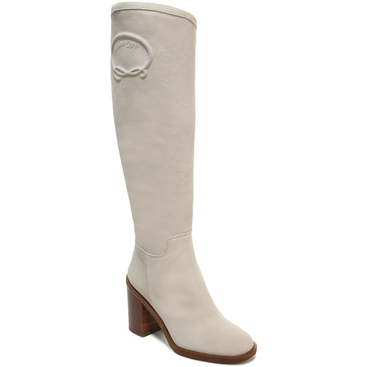 Rivettall Womens Block Heel Leather Knee-High Boots