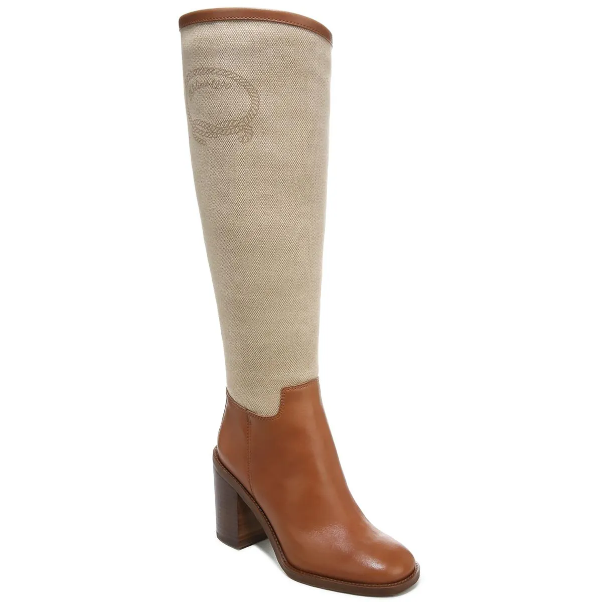 Rivettall Womens Block Heel Leather Knee-High Boots