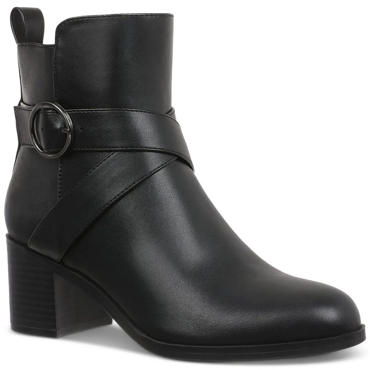 Rosaliee Womens Faux Leather Block Heel Booties
