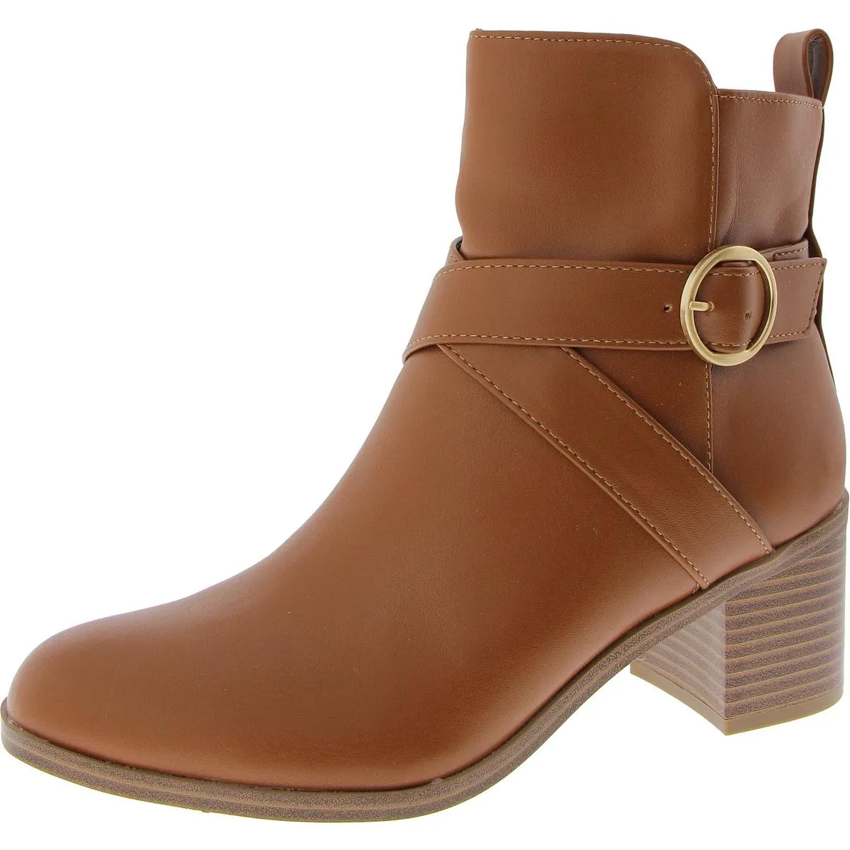 Rosaliee Womens Faux Leather Block Heel Booties