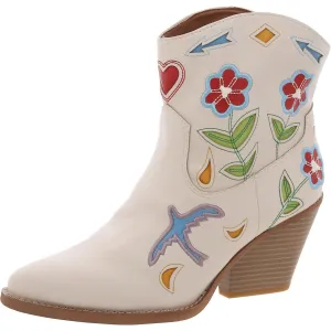 Roslyn Flower Womens Embroidered Faux Leather Cowboy, Western Boots