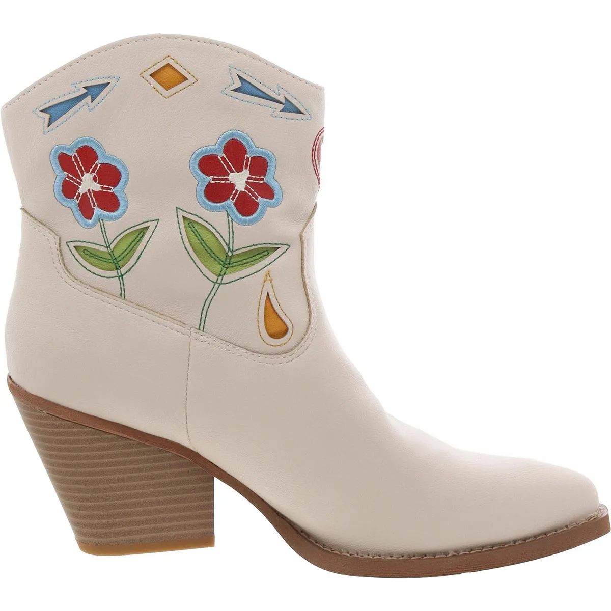 Roslyn Flower Womens Embroidered Faux Leather Cowboy, Western Boots
