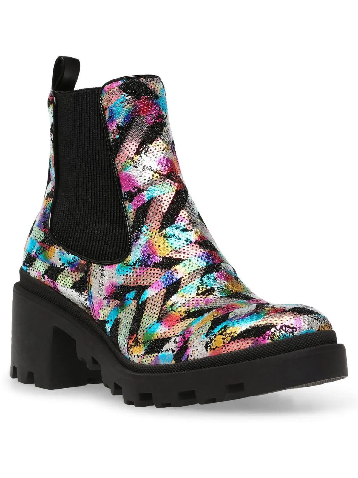 Rowann Womens Sequined Metallic Chelsea Boots