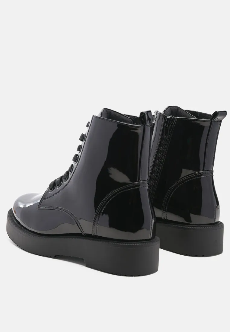 rubble statement pu lace up ankle boots