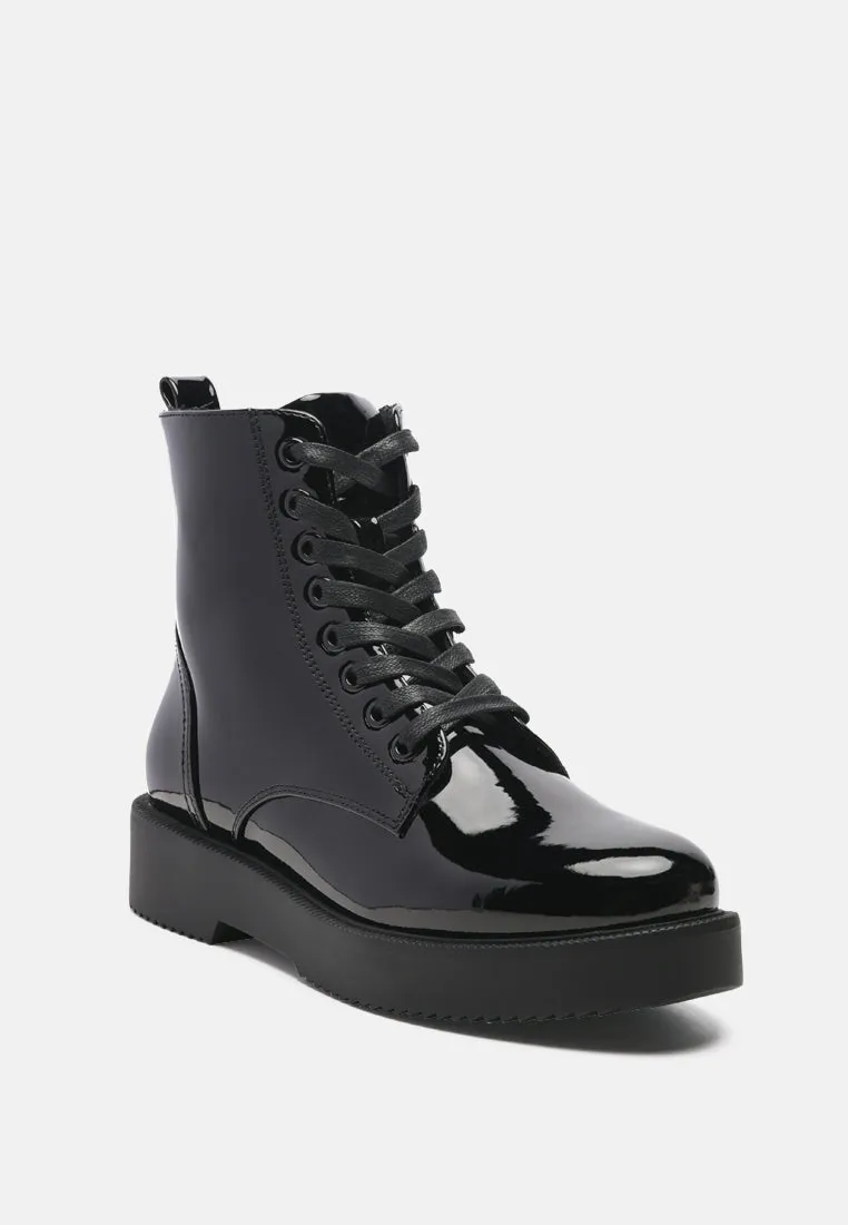 rubble statement pu lace up ankle boots