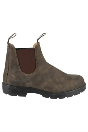 Rustic Brown Leather Chelsea Boot With Contrast Stitching