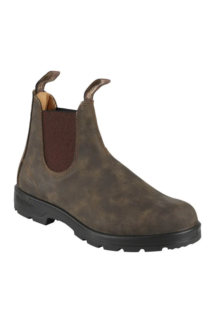 Rustic Brown Leather Chelsea Boot With Contrast Stitching