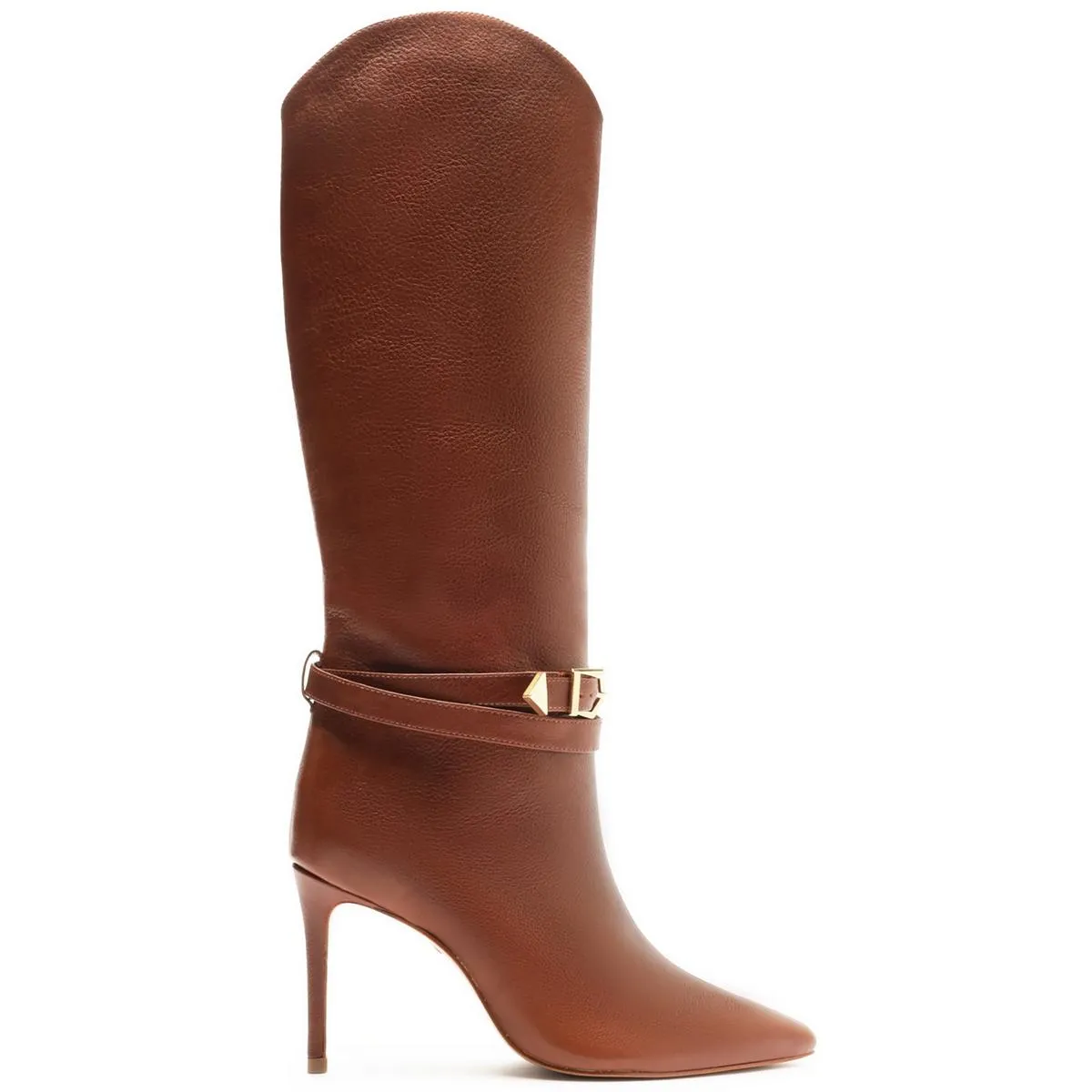 S0172305420002U Womens Belted Leather Knee-High Boots