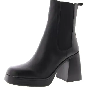 Sabetha Womens Leather Block Heel Chelsea Boots