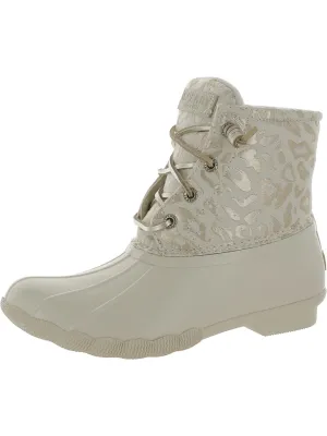 Saltwater Womens Embroidered Manmade Rain Boots