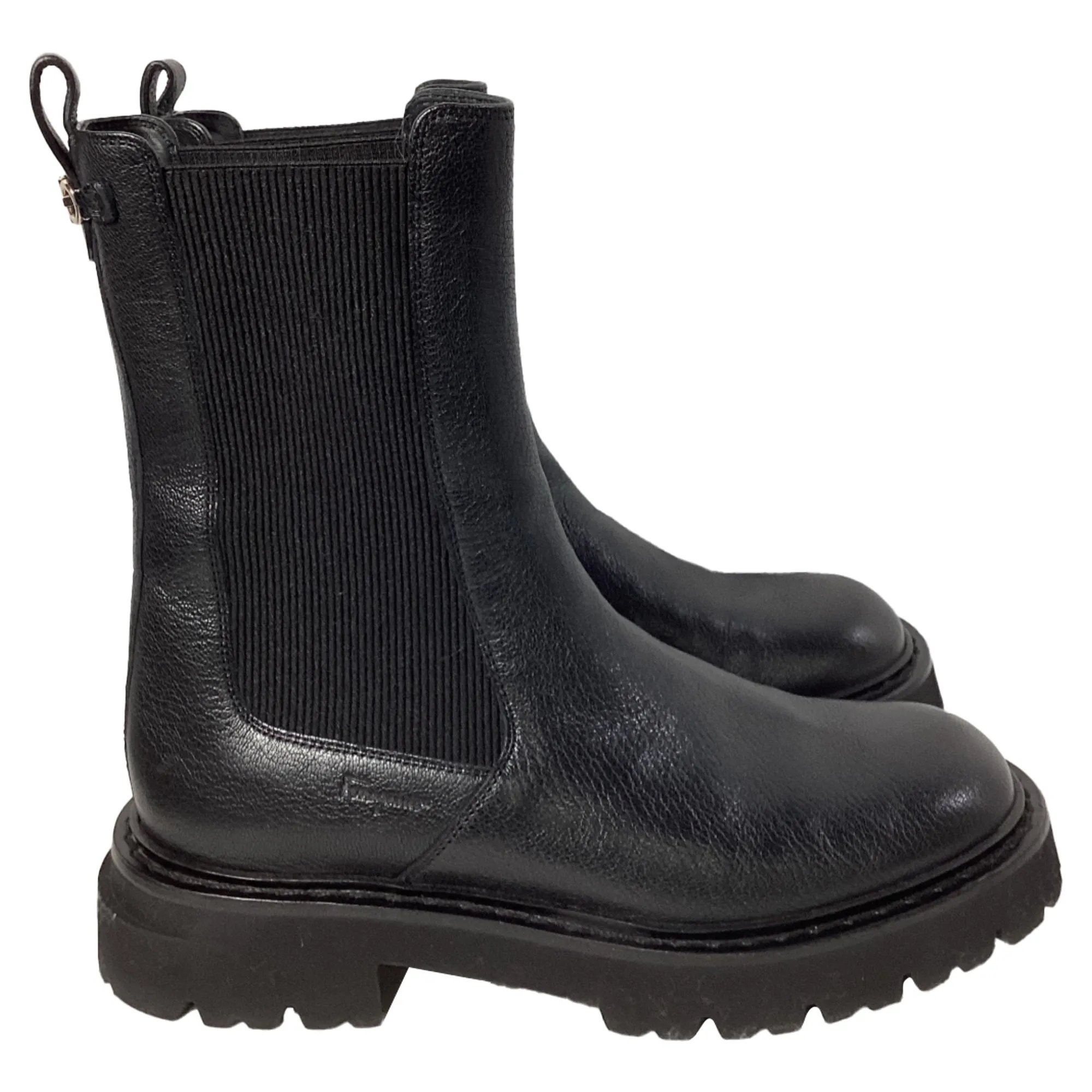 Salvatore Ferragamo Double Gancini Chelsea Boots in Black Leather