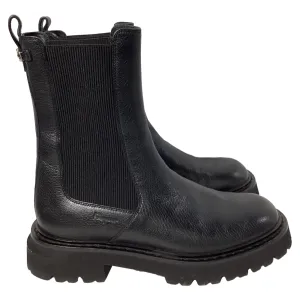 Salvatore Ferragamo Double Gancini Chelsea Boots in Black Leather